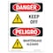 Signmission Safety Sign, OSHA Danger, 10" Height, Keep Off, Bilingual Spanish, D-VS-1395 OS-DS-D-710-VS-1395 - alternate 1